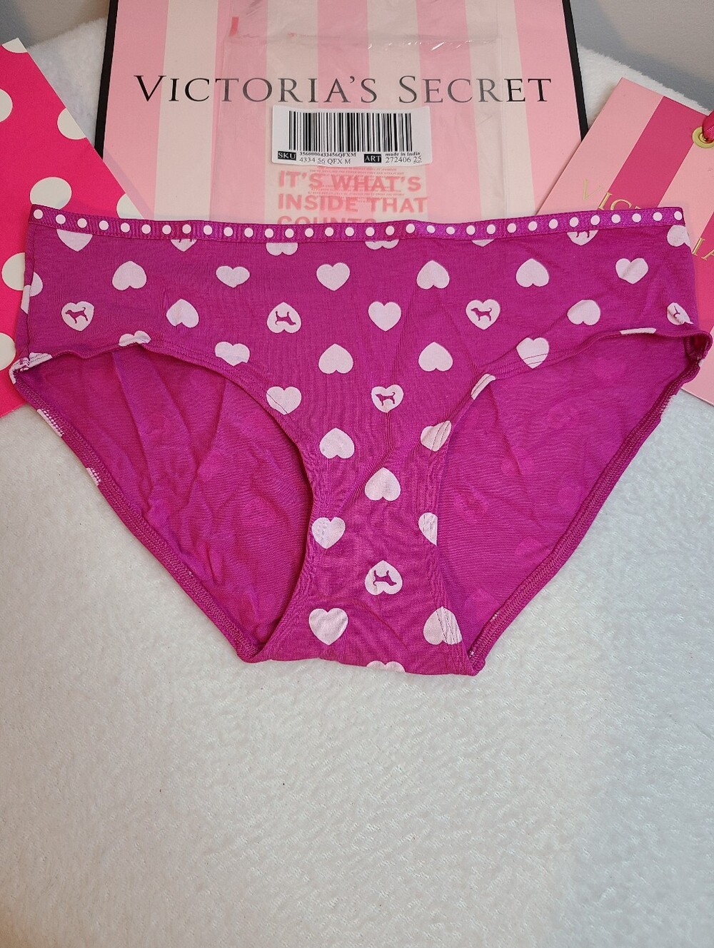 VS PINK Graphic Cotton Classic Low Rise Hipster Panty Size M
